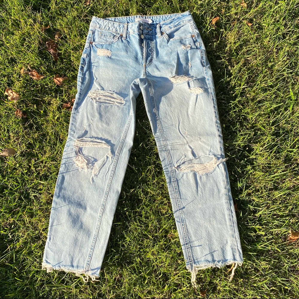 Garage Style High Rise Distressed Light Wash Jeans Size 27 - Picture 1 of 6